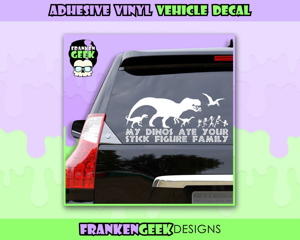 My Dinos Ate Your Stick Figure Family Vinyl Vehicle Decal