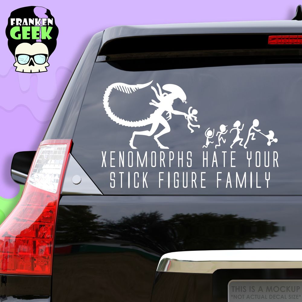 Xeno Aliens Hate Your Stick Figure Family Vinyl Vehicle Decal