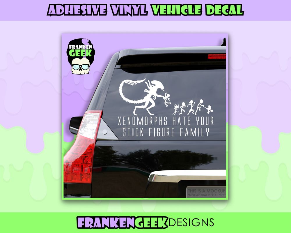 Xeno Aliens Hate Your Stick Figure Family Vinyl Vehicle Decal