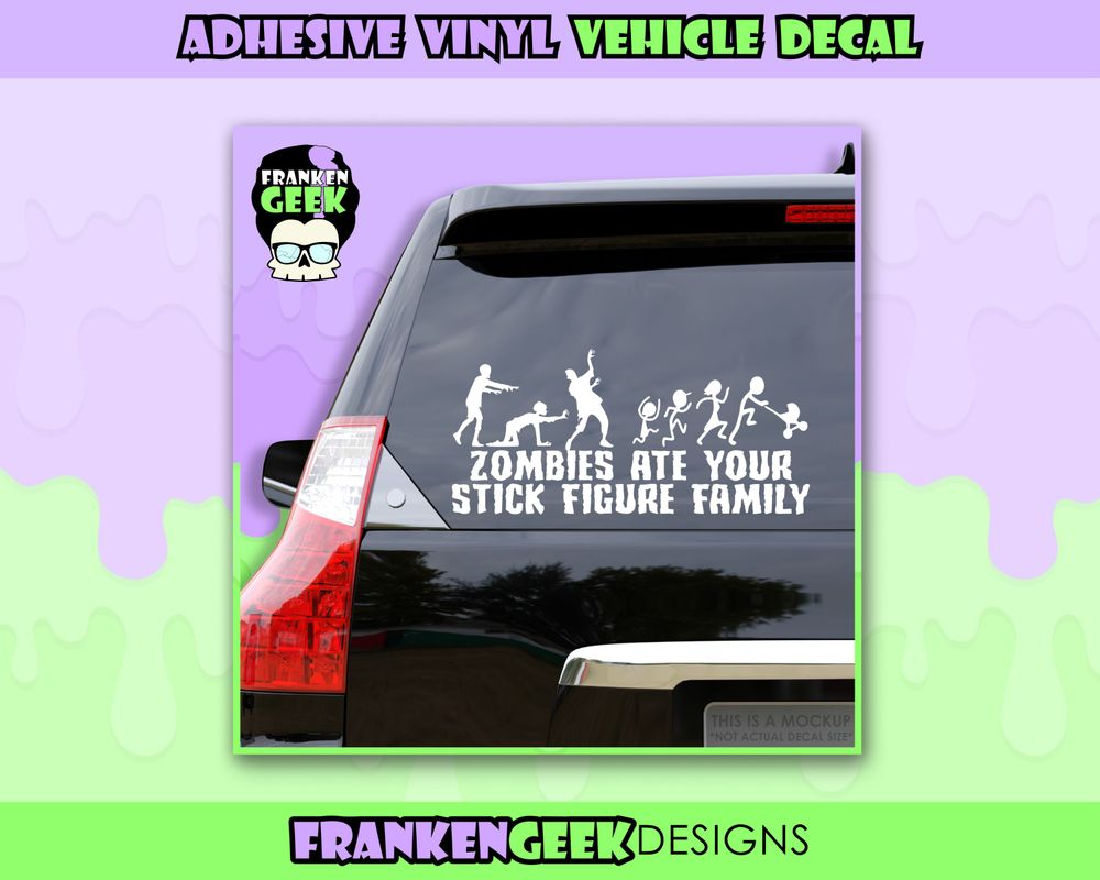 Zombies Hate Your Stick Figure Family Vinyl Vehicle Decal