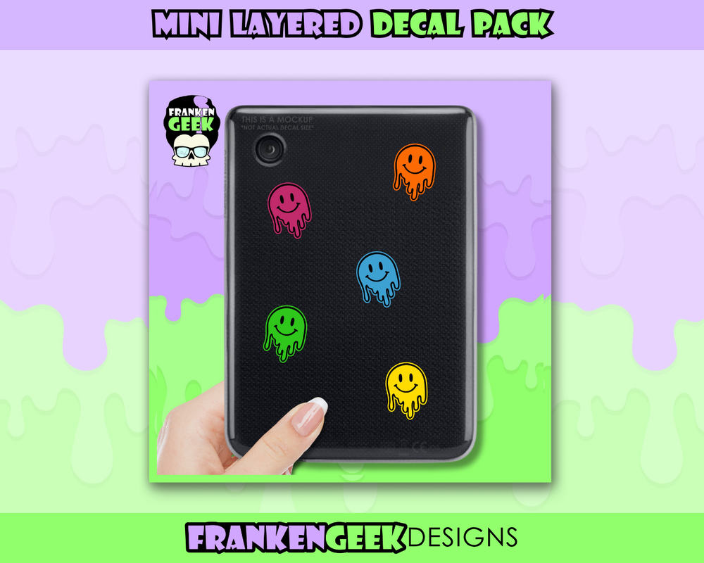 Vibrant Melting Smiley Face Mini Decal Pack