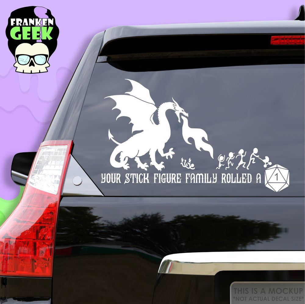 Your Stick Figure Family Rolled a 1 Vinyl Vehicle Decal