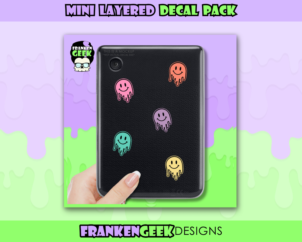 Pastel Melting Smiley Face Mini Decal Pack