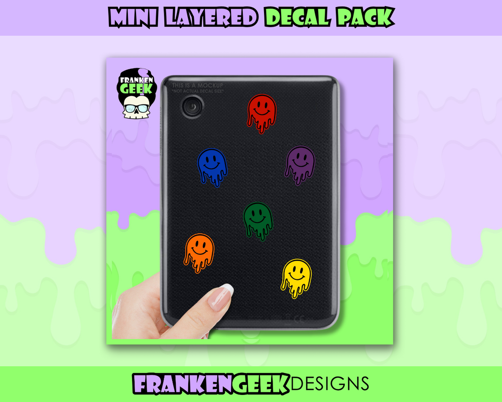 Rainbow Melting Smiley Face Mini Decal Pack